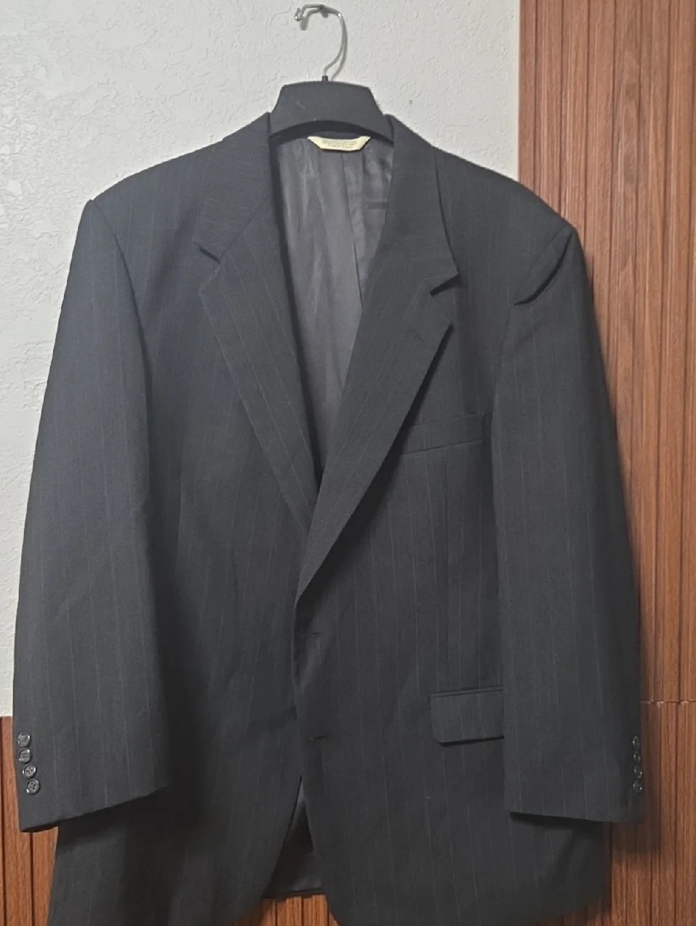 Evan Picone Black Pinstripe Men's Suit Jacket Size 52 R